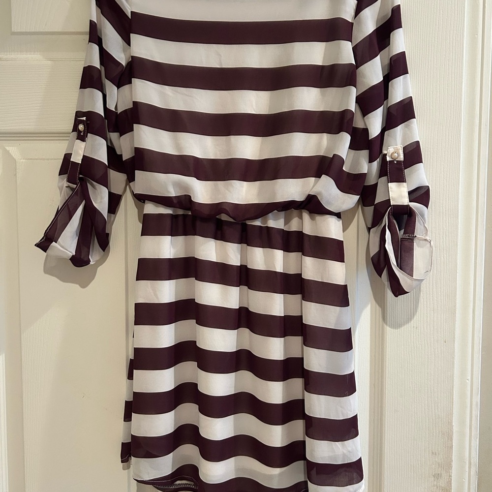 Striped Maroon and White Dress